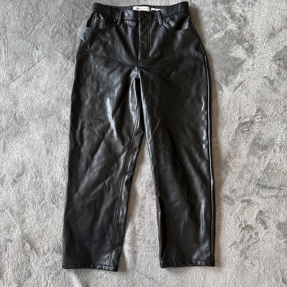 Abercrombie & Fitch Curve Love Straight High Rise Vegan Leather Pants 29/8